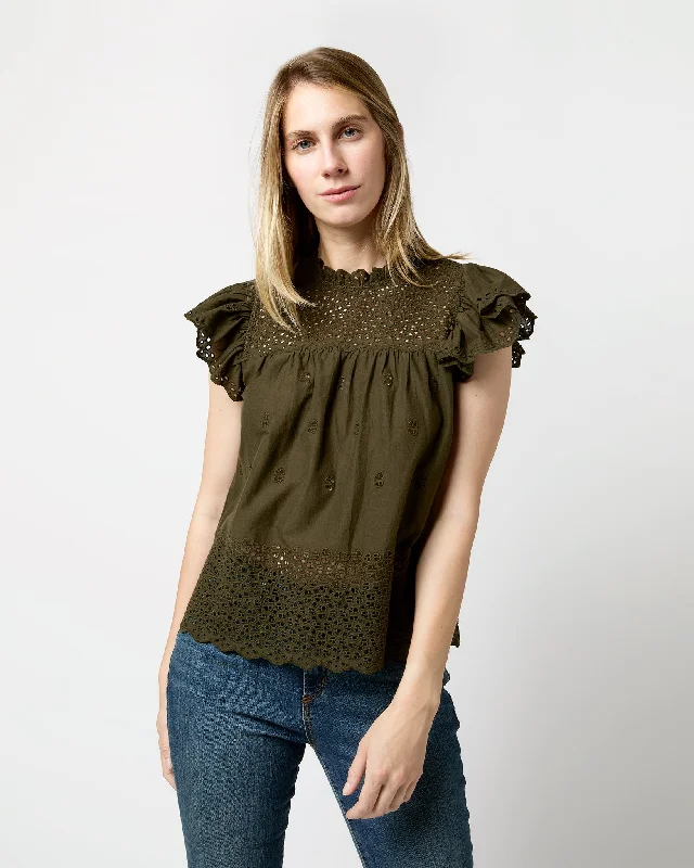 Women's Blouse with Mid-LengthKassi Top in Militaire