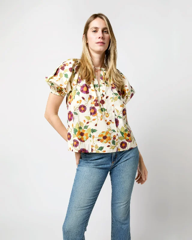 Women's Blouse with Shirt CollarLoli Top in White Iris