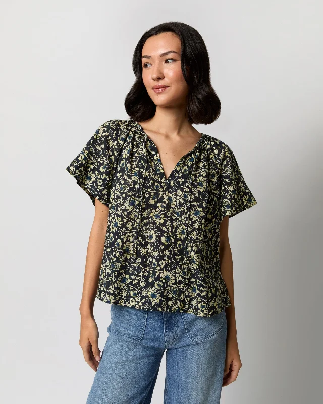 Women's Blouse with PatchesSena Top in Raven