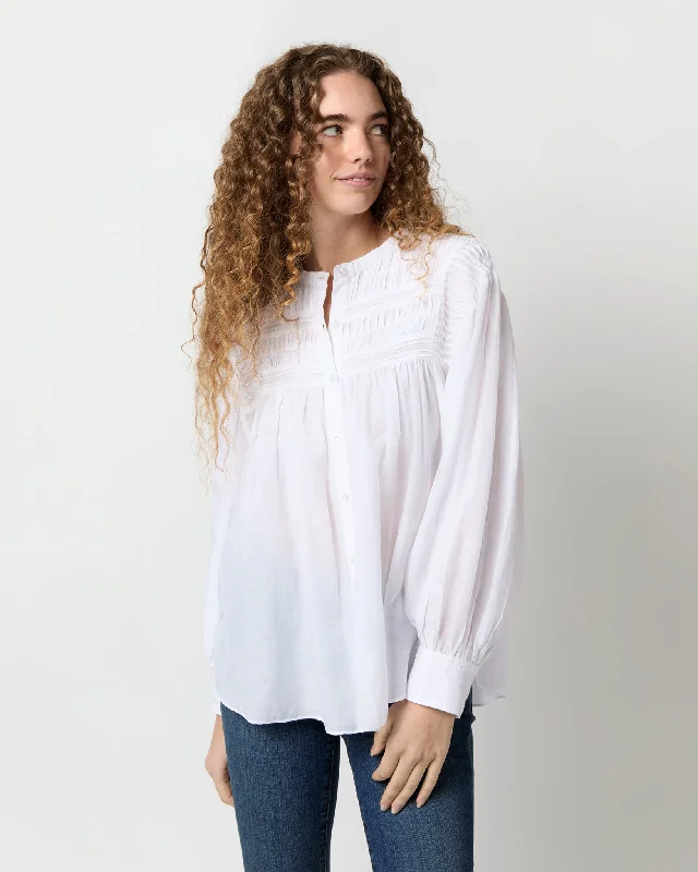 Women's Blouse with Rounded CollarPlalia Top in White