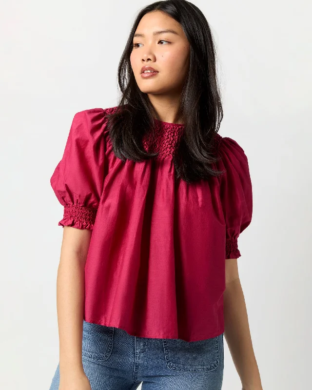 Women's Blouse with High CollarAlita Top in Peony