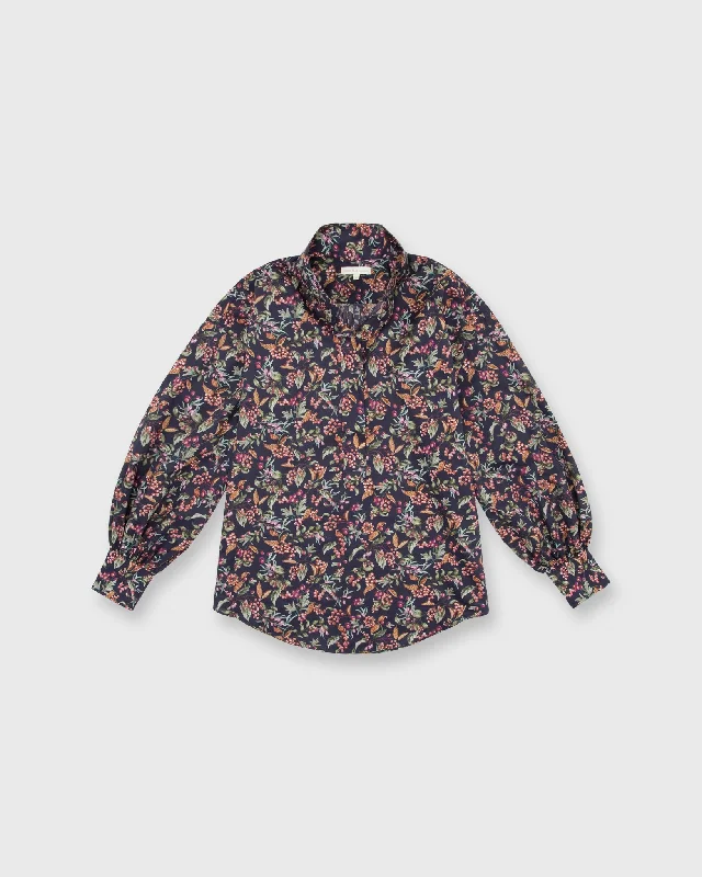 Women's Blouse with Shawl CollarAnaya Popover Shirt in Berry Bittersweet Liberty Fabric