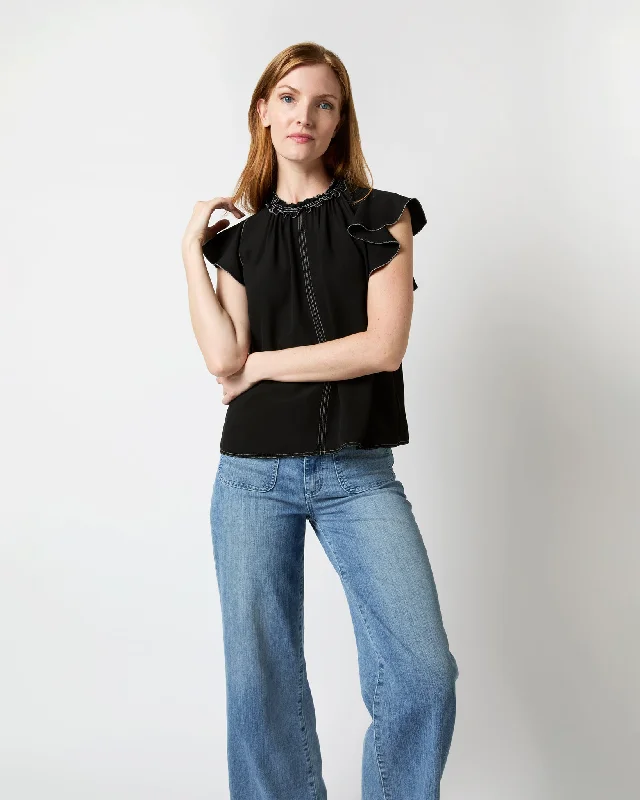 Women's Blouse with FrillsJulia Top in Noir