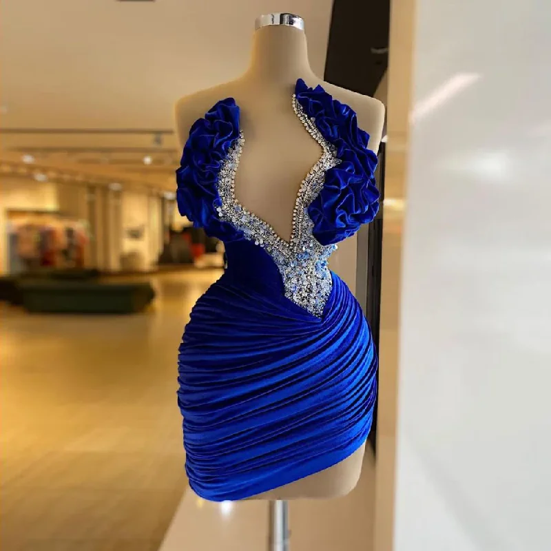 Women's U-Back DressesVelour Evening Dresses Women V-Neck Strapless Mermaid Prom Gowns Elegant Beading Custom Blue Party Dress Robes De Soiree