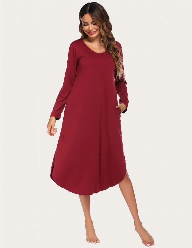 women's pajamas with built-in braEkouaer Loose Nightdress With Pocket (US Only)