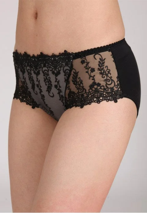 seamless underwear with a moisture-wicking finish for hot weatherSheer Mesh Panel Floral Embroidered Panty