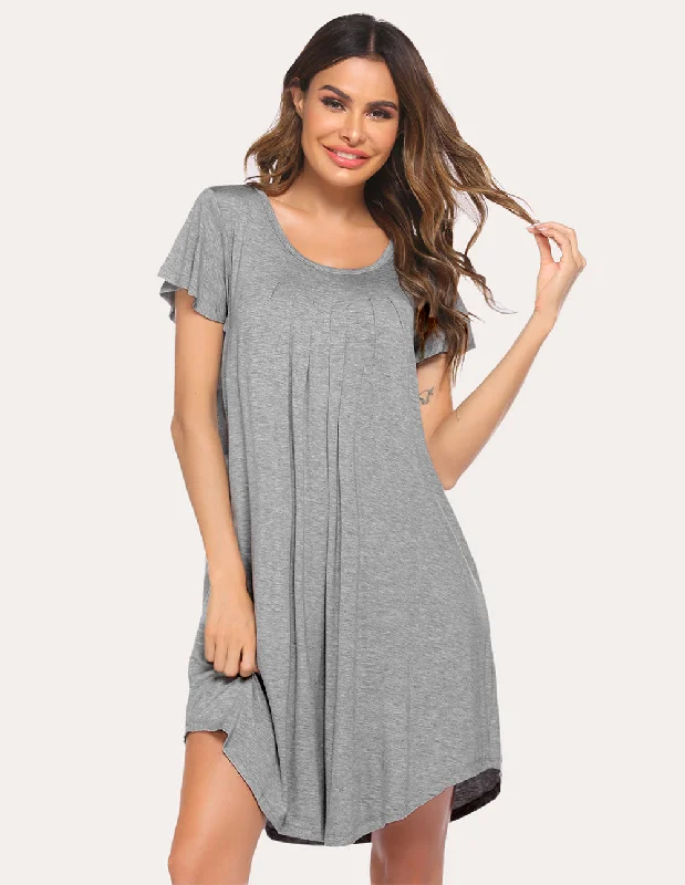 women's pajamas with drawstring waistEkouaer Pleated Comfy Sleep Dress (US Only)