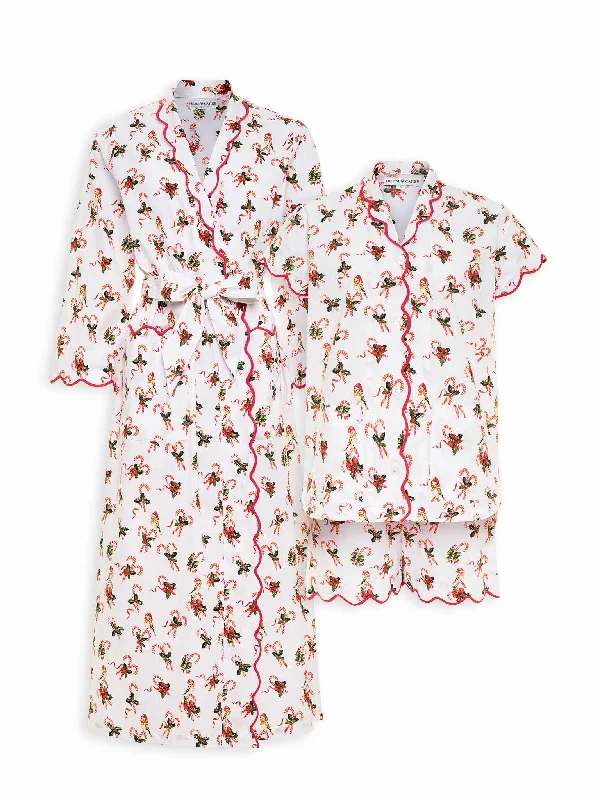 women's pajamas with a sophisticated eleganceCandy Cane Bundle: Classic Robe + Pajamas with Shorts