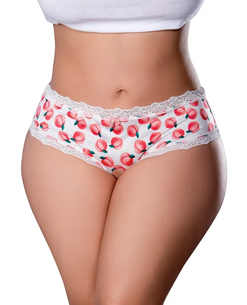 plus-size underwire bra with wide underbandSweet Treats Crotchless Boy Short w/Wicked Sensual Care Peach Lube - White QN