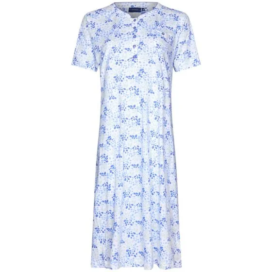 women's pajamas for those who love to stay in and relaxPastunette nachthemd middellang met bloemen - 10241-126-4 - Blauw