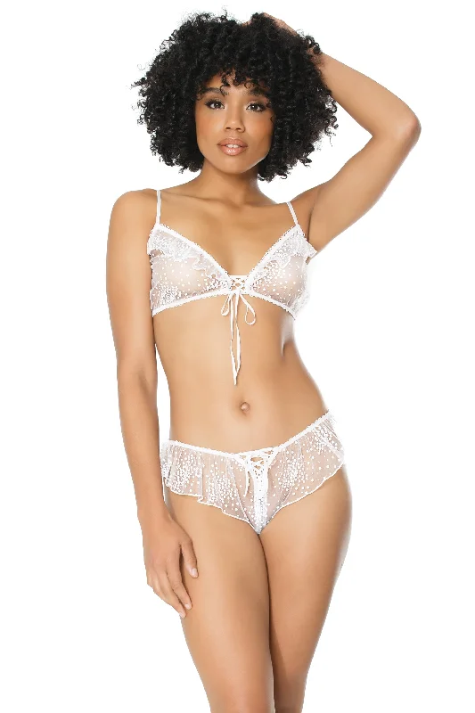 women's pajamas with a charming floral patternCoquette 21102 Floral Tulle Bra And French Cut Panty