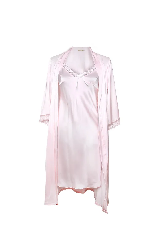 women's cotton pajama setsMichelle Pink Robe and Chemise Set