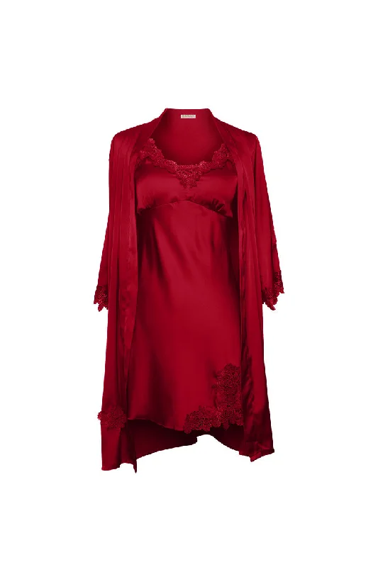 women's pajamas with a perfect blend of style and comfortIsabelle Ruby Red Robe and Chemise Set