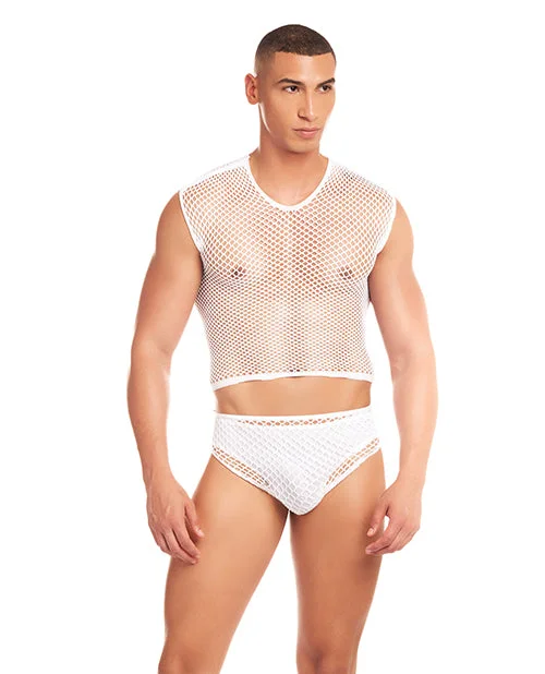 wire-free contour braRainbow Party Net Flex Large Mesh 3 pc Set - White L/XL