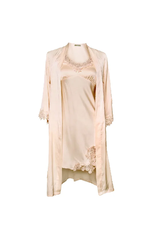 women's pajamas for bed and breakfast staysIsabelle Apricot Robe and Chemise Set