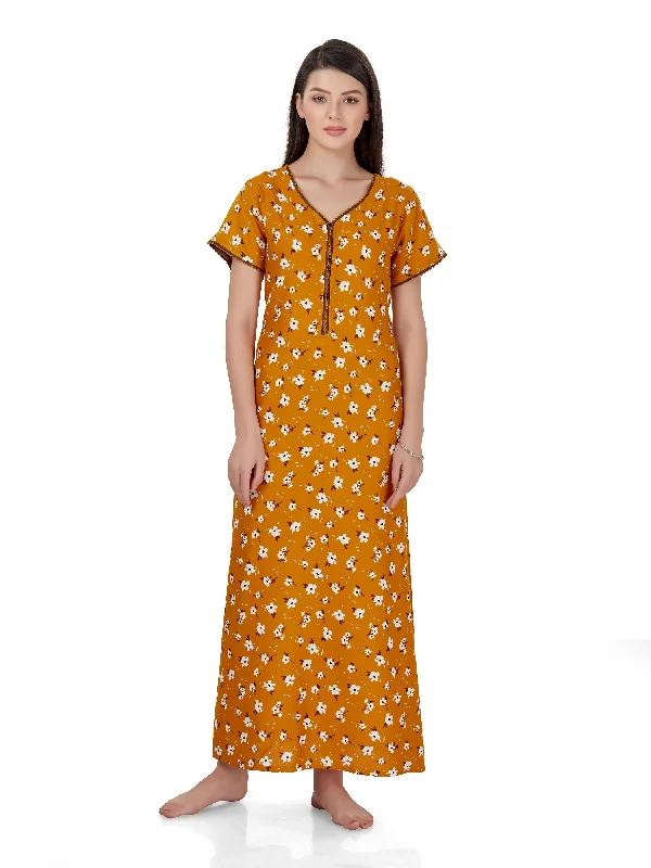 women's short sleeve pajama setsEvolove Loose Fit Nighty Long Maxi Sleepwear Nightgown for Women's or Ladies with Stylish Button or Zipper Viscose Liva Printed Super Soft Comfortable Design