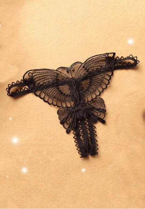 sheer lace bikini panties for a seductive lookSexy Butterfly G-string