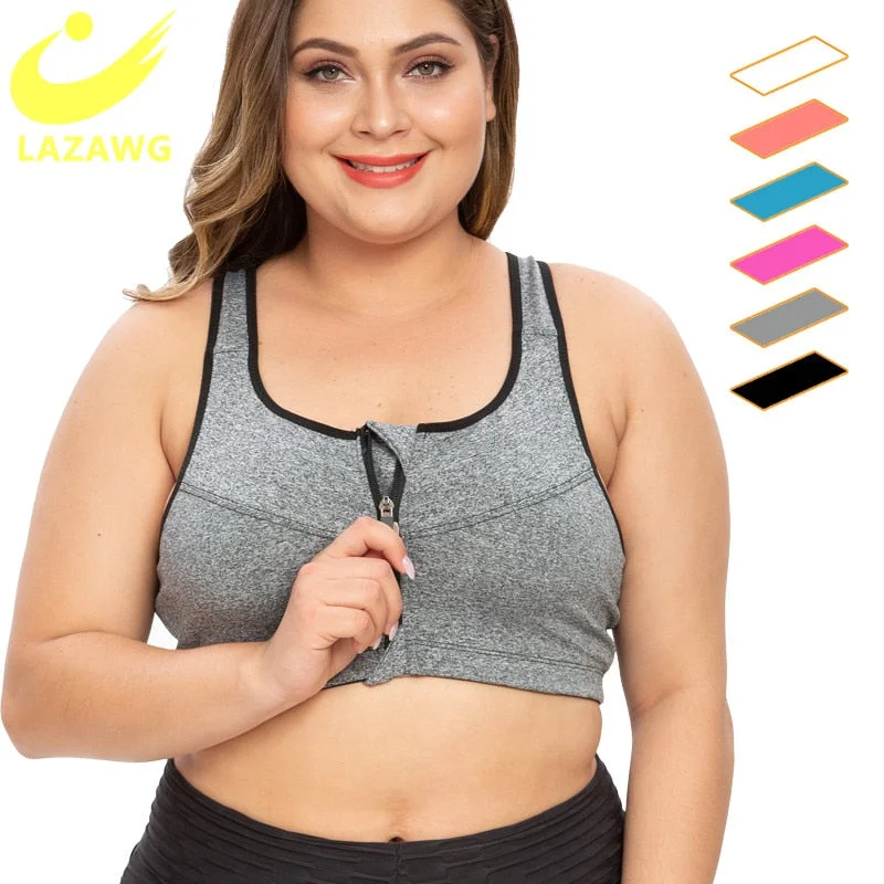 seamless sports bra for swimmingLAZAWG Plus Size S-5XL Sports Bra for Women Gym Push Up Vest Underwear High Shockproof Breathable Fitness Athletic Yoga Bra Tops