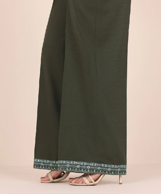 women's pajamas made from organic cottonEmbroidered Raw Silk Culottes