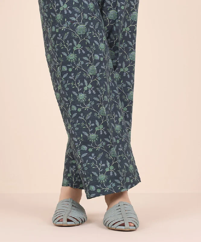 women's pajamas with breathable fabricPrinted Khaddar Straight Pants