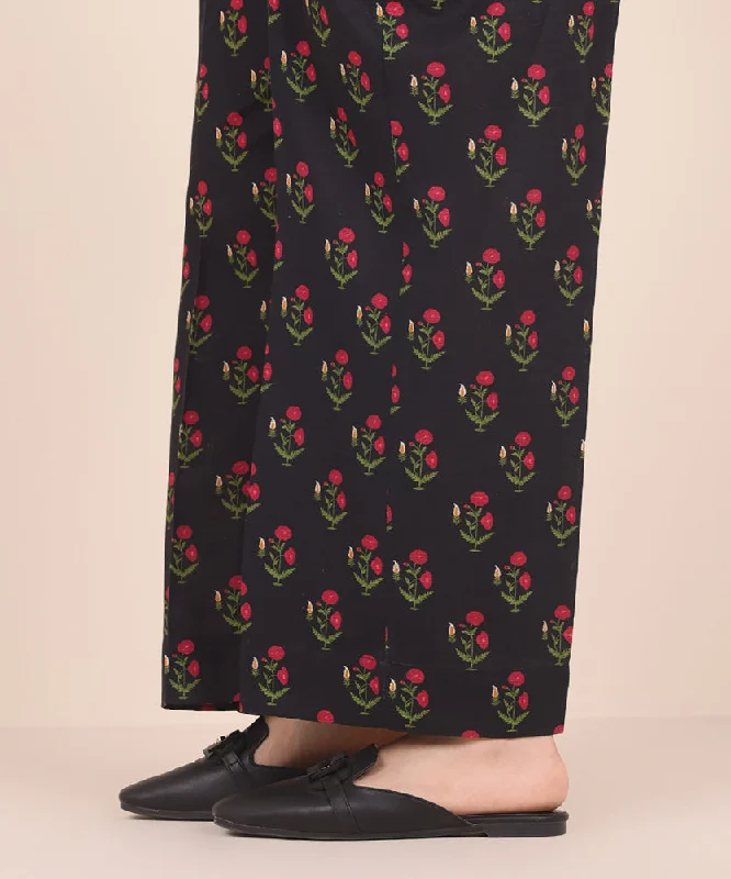 women's pajamas with a subtle shimmerPrinted Light Khaddar Culottes