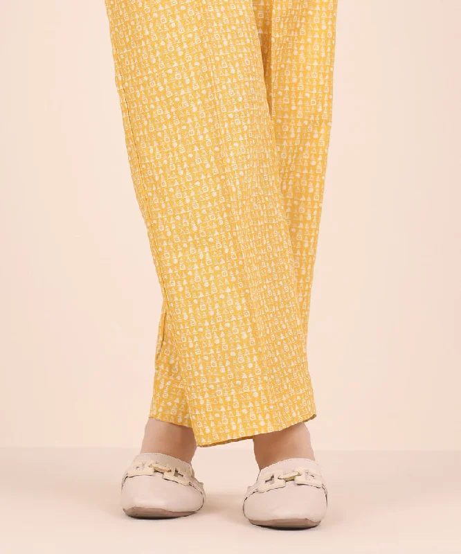 women's pajamas with an elasticized cuffsPrinted Light Khaddar Pants