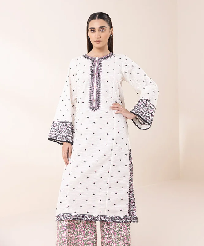 women's button-down pajama shirtsEmbroidered Zari Khaddar Shirt