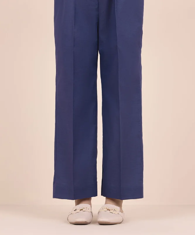 women's cotton pajama setsSolid Khaddar Straight Pants